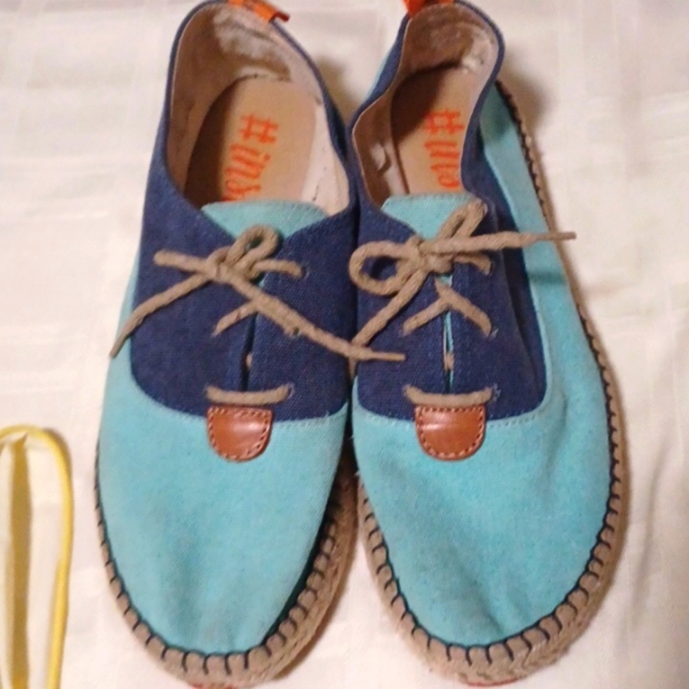 #Instint, Espadrille Lace Up Turquoise and Navy Tennis Shoes Sz. 41